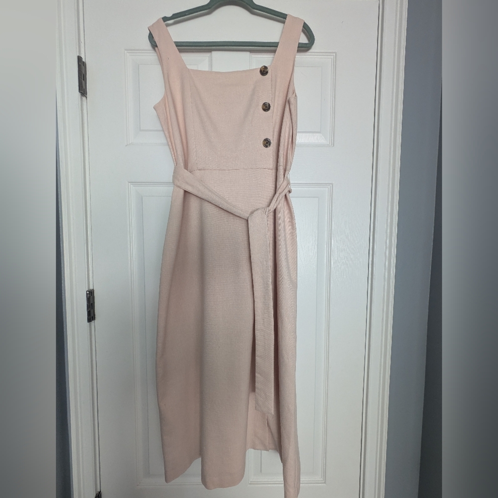 Ann Taylor Blush Midi Dress with Button Accents